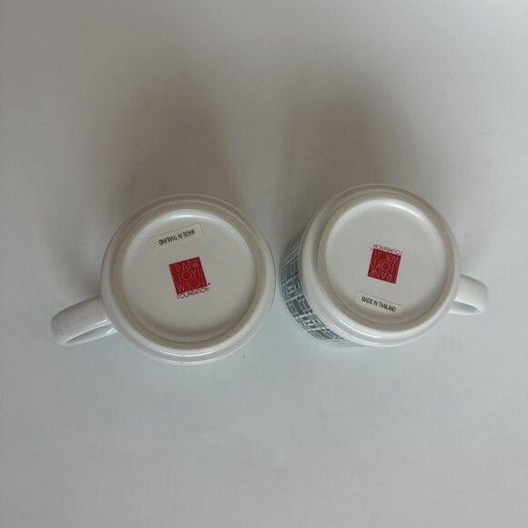 Two Frank Lloyd Wright Foundation Demitasse Coffee Cups 4oz Black White Geo MCM - Picture 10 of 11